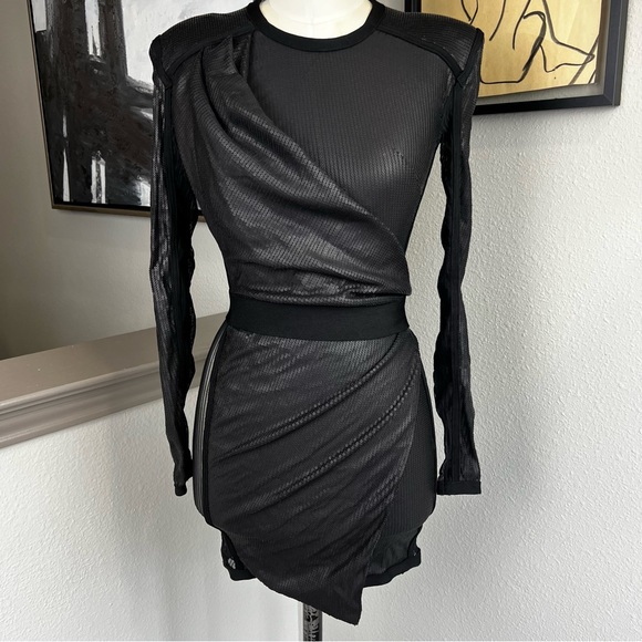HOUSE OF CB Viktoria black matte sequin draped mini bodycon dress - Picture 4 of 16